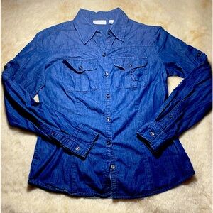 New York & Company Denim button up top small
